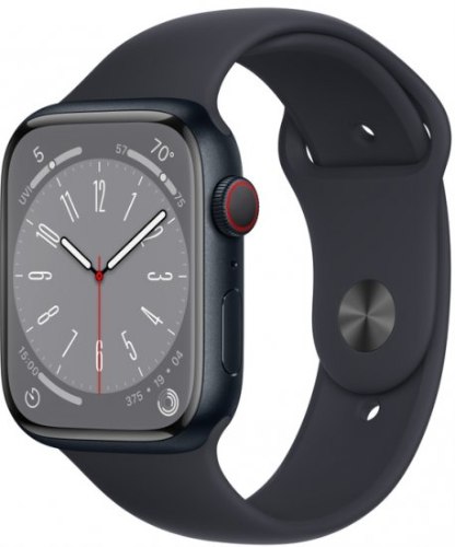 שעון חכם Apple Watch 45mm Series 8 GPS + Cellular צבע שעון Midnight Aluminum Case