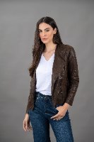 ג'קט דמוי עור חום
