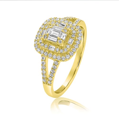 טבעת אירוסין זהב 14 קראט משובצת 0.57 קראט יהלומים