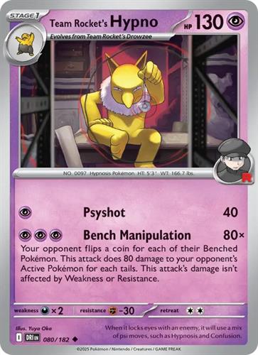 קלף בודד single פוקימון - team rocket's hypno - Destined Rivals - 080/182