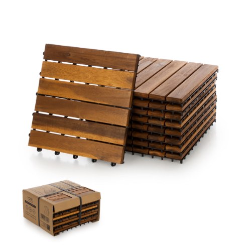 מארז 9 יח' אריחי דק 30*30 ס"מ 6 ישרים עץ Acacia חום בהיר
