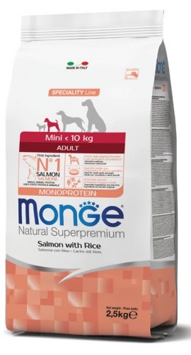 מונג לכלב מיני בוגר סלמון ואורז 2.5 קג