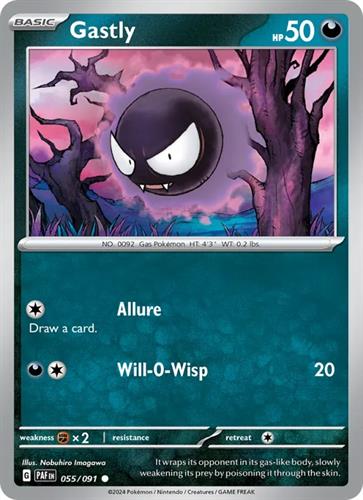 קלף בודד single פוקימון - gastly - Paldean Fates - 055/091