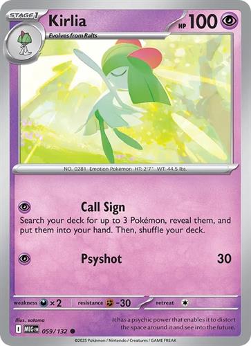 קלף בודד single פוקימון - kirlia - Mega Evolution - 059/132