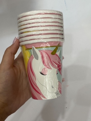 כוסות נייר 8 יח חד קרן ורוד