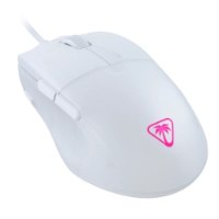 עכבר גיימינג חוטי צבע לבן Turtle Beach Pure Sel – עכבר לבן עם לוגו ורוד ושני כפתורי אגודל בצד שמאל RGB