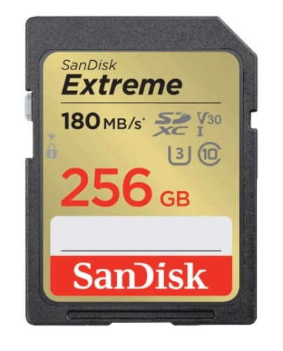 כרטיס זיכרון SanDisk Extreme S.D EX 4K 180S V30 256GB