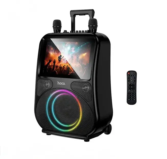 רמקול קריוקי נייד חכם HOCO DS71 – מסך מגע 14.1 אינץ' וזוג מיקרופונים אלחוטיים (60W)