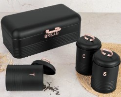 סט קופסאות אחסון מעוצבות Berlinger Haus Black Rose Edition BH6753 – ארגז לחם סגור ושלושה מיכלים קטנים