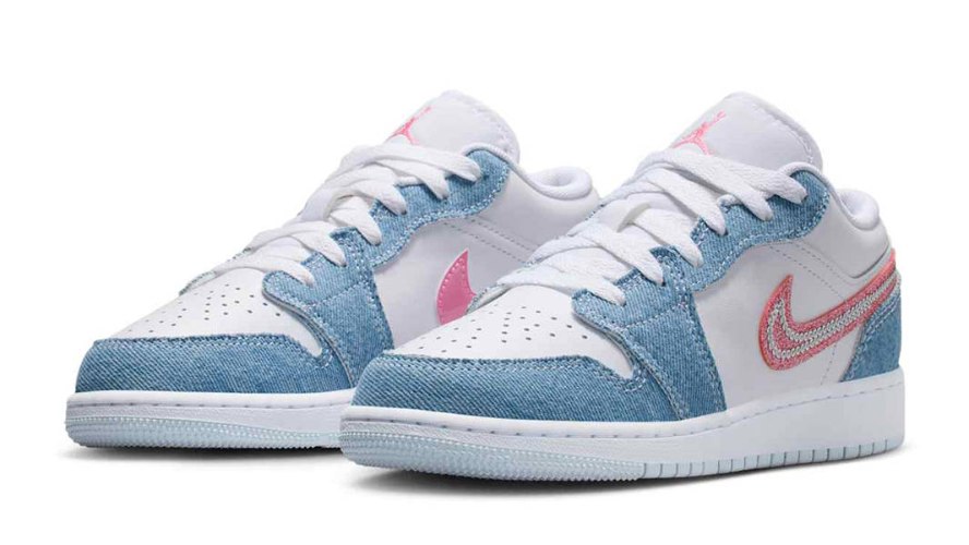 נעלי אייר ג'ורדן Air Jordan 1 Low כחול ג'ינס ורוד