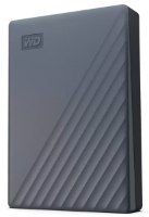 כונן קשיח חיצוני Western Digital WDBRMD0040BGY My Passport 4TB USB-C – פריט בודד בצבע אפור כהה עם טקסטורת פסים אלכסוניים