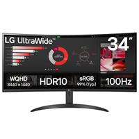 מסך מחשב קעור LG 34" UltraWide VA QHD 100Hz 5ms 1800R