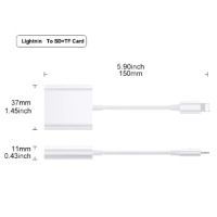 מתאם קורא כרטיסי  SD-TF  בחיבור Lighting עבור Apple iPhone 14 13 12 Pro מתאם OTG