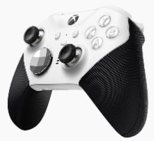 בקר משחק אלחוטי Microsoft Xbox Elite Wireless Controller Series 2 – בקר לבן-שחור מזווית עם אחיזות