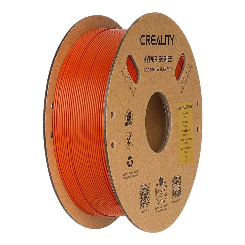 סליל הדפסה צבע חום עבור מדפסת תלת מימד Creality – סליל חום ממותג Creality מונח על רקע לבן