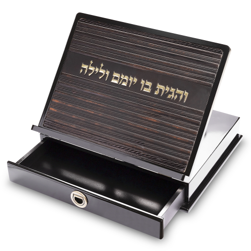 סטנדר שולחני עם מגירה דמוי עור פסים