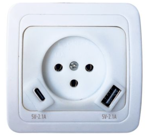 שקע כוח כולל כניסת USB + Type C אומגה Omega