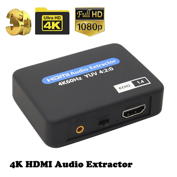 מחלץ מפצל אודיו  HDMI, 4K@60Hz HDMI ל-HDMI + אופטי Toslink SPDIF + פלט שמע בחיבור AUX 3.5mm