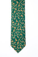 עניבה דגם פרחים גדולים ירוק צהוב