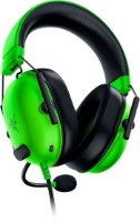 אוזניות גיימינג צבע ירוק Razer BlackShark V2 X – ירוקות ושחורות עם מיקרופון נשלף מוצגות על רקע לבן