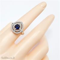טבעת מכסף משובצת אבני זרקון כחולות ולבנות RG1633 | תכשיטי כסף 925