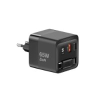 מטען קיר עם כבל נשלף צבע שחור Miracase MWC65RC – מטען קיר יחיד שחור עם כבל נשלף ושקע טעינה כתום PD65W טעינה מהירה
