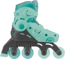 גלגיליות 2 ב-1 מידה 30-33 צבע מנטה Globber 2 in 1 – גלגילייה בודדת בצבע מנטה ואפור כהה עם ארבעה גלגלים במבט צד