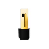 מתאם רשת אלחוטי Tp-Link USB TL-WN725N Nano – פריט בודד מציג את מחבר ה-USB המוזהב של המתאם השחור