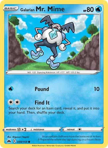 קלף בודד single פוקימון - galarian mr.mime - Crown Zenith - 030/159