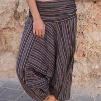 מכנסי אלאדין פסים חום מכותנה נפאלית
