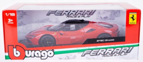 דגם מכונית בוראגו פרארי סטראדל אדומה Bburago Ferrari SF90 Stradale 1:18