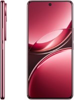 סמארטפון VIVO V50 5G 12GB+256GB אדום – המכשיר האדום נראה במבט קדמי ובצד עם מסך מואר