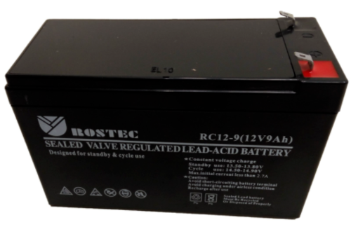 מצבר נטען 12 וולט 9 אמפר/שעה דגם RC12-9 Rostec רוזטק
