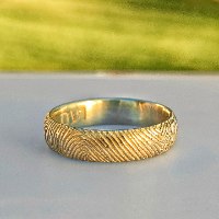 טבעת טביעות אצבע-  כסף וציפוי זהב