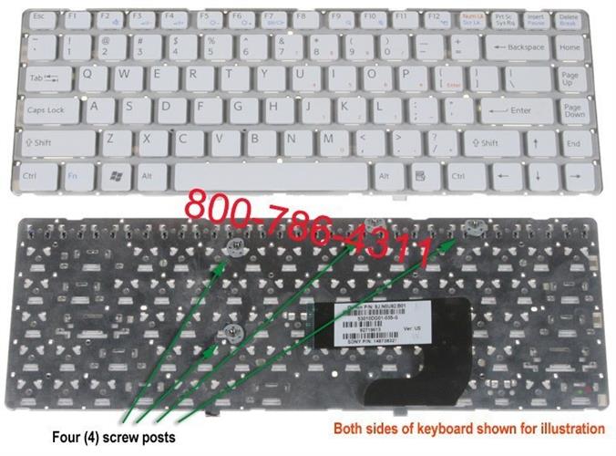 מקלדת למחשב נייד סוני - מתמחים בתיקון ניידים SONY VGN NW White Keyboard 9J.N0U82.A01 / 148738321 /  148738521 / 1-487-385-21