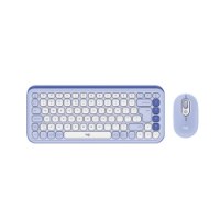 סט מקלדת ועכבר אלחוטיים צבע לילך Logitech Pop Icon Combo – שני פריטים בצבע לילך המקלדת עם מקשים עגולים לבנים על רקע לבן
