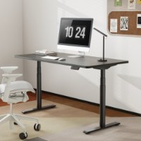 מעמד רגליים עגולות לשולחן חשמלי צבע שחור Lumi M10-23DE – מסגרת שולחן שחורה עם רגליים עגולות תומכת בפלטה כהה במשרד
