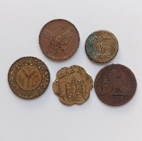אוסף 5 מטבעות ואסימונים מהעולם