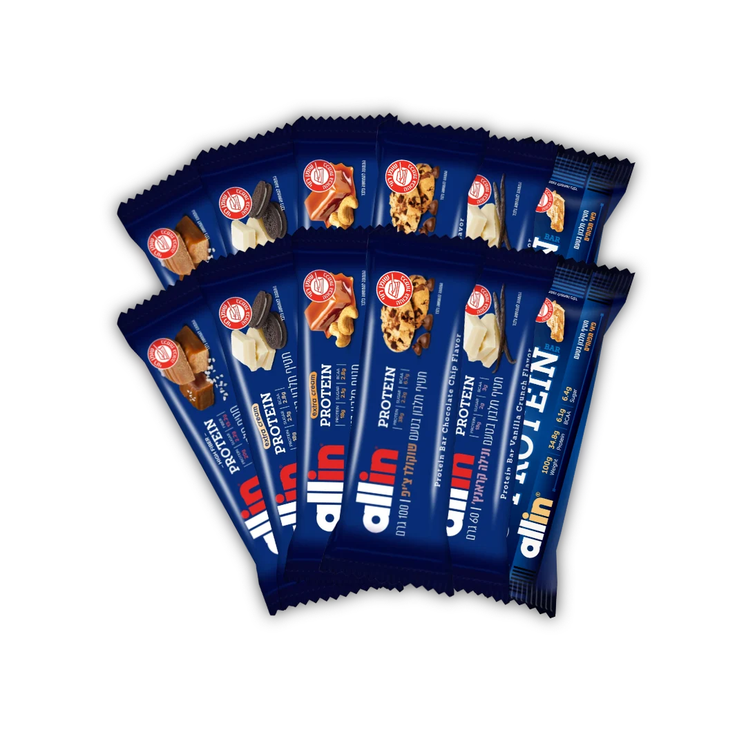 מארז חטיפי חלבון אול אין - 60 גרם - 24 יחידות במארז