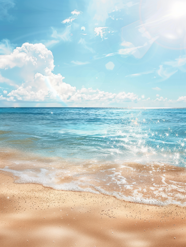 רקע לצילום - חוף הים, חול, שמש, שמיים - הדפסה על פוליאסטר עבור צילומי סטודיו