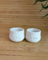 זוג פמוטי „שבת שלום” מעוגל מבטון פולימרי – 4 ס״מ