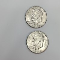 זוג מטבעות ONE 1 DOLLAR דולר-ארה"ב, שנת 1972, 1977