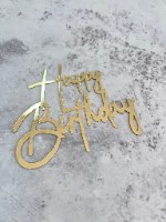 טופר happy birthday ללא מקל- זהב