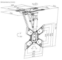 מתקן תלייה תקרתי חשמלי למסכים "65-"23 לומי Lumi PLB-M0544DS מידות
