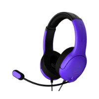 אוזניות גיימינג חוטיות צבע סגול Turtle Beach PDP Airlite for PS5 – פריט בודד בצבע סגול ושחור עם מיקרופון גמיש מוצג על רקע
