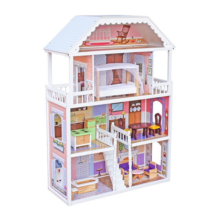 בית בובות לילדות מעץ שלוש קומות וקומת גג | מורן | מק"ט W06A218 |  צעצועץ