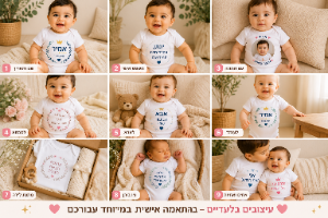 בגד גוף לתינוק עם הדפסה אישית - אבא תעשה לי קולות | מתנה ללידה | מלכת הכוסות