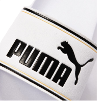 PUMA | פומה - כפכפי סלייד לבן לוגו שחור + פסים | נשים