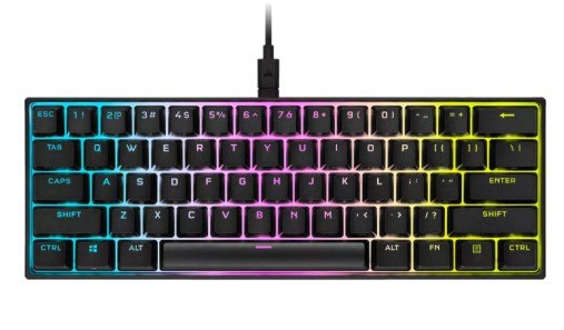 מקלדת מכנית קומפקטית Corsair K65 RGB Mini לגיימינג עם תאורת RGB וחיבור USB-C – תמונה 1