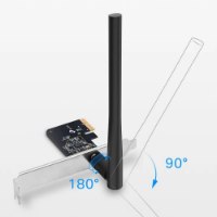 כרטיס רשת Tp-Link Archer T2E AC600 Pci Adapter – פריט בודד אנטנה שחורה מציגה יכולת סיבוב 180 והטיה 90 מעלות 2 4GHz